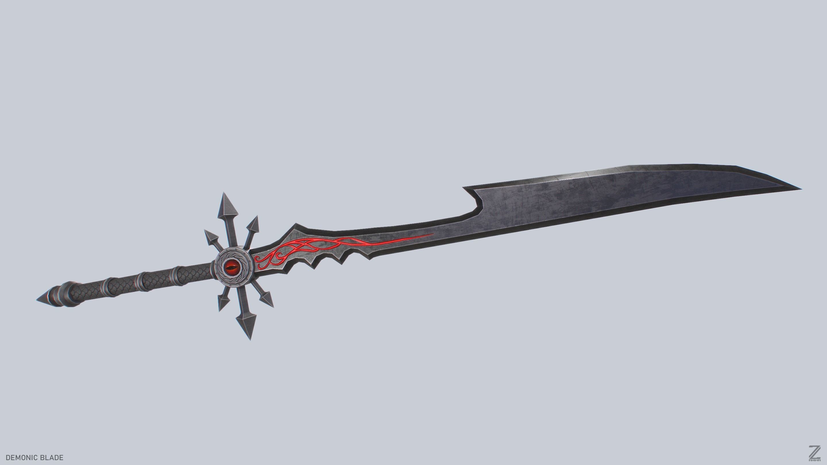 Demonic blade Low-poly 3D model_9
