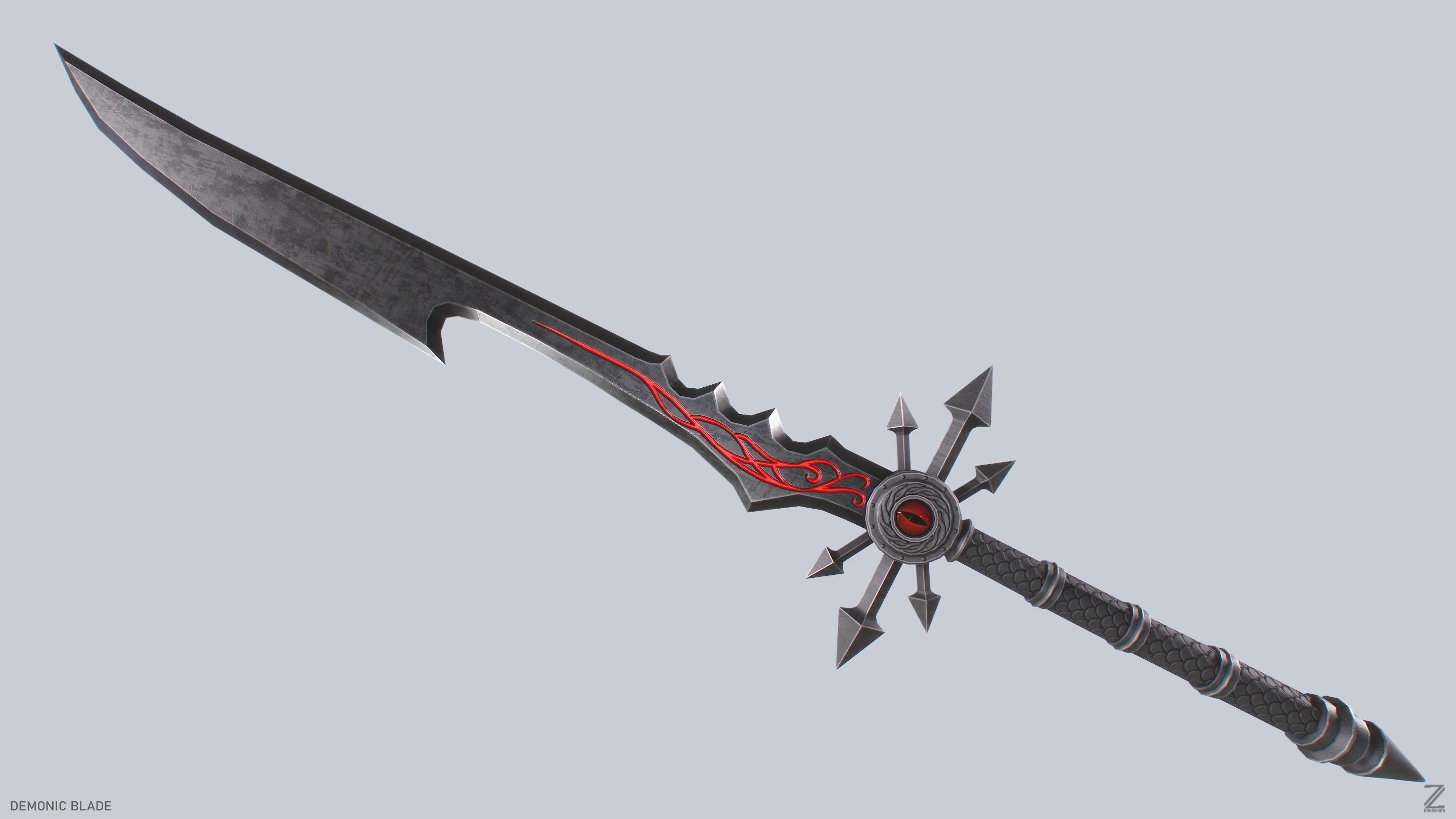 Demonic blade Low-poly 3D model_2