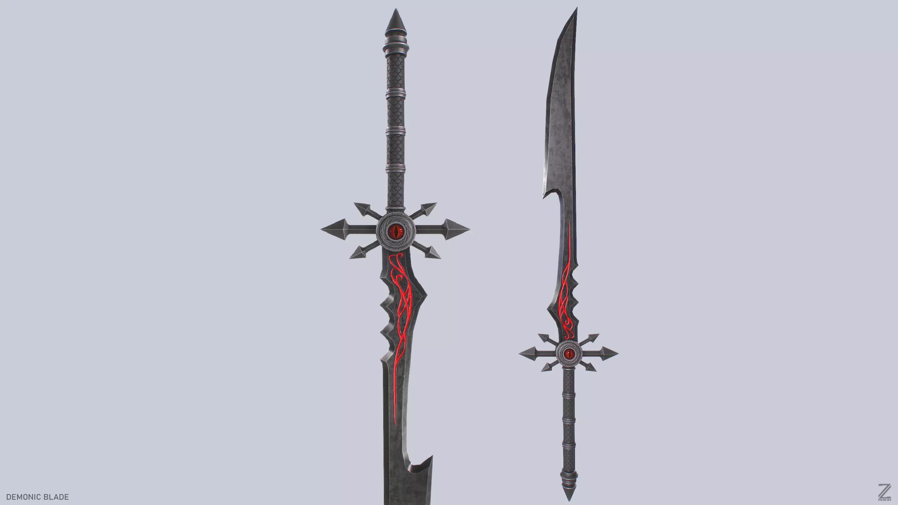 Demonic blade Low-poly 3D model_0