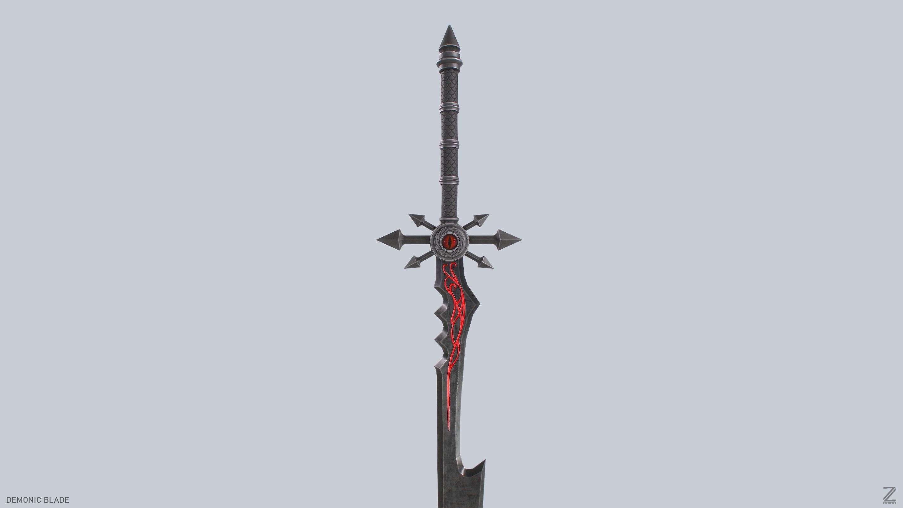 Demonic blade Low-poly 3D model_6
