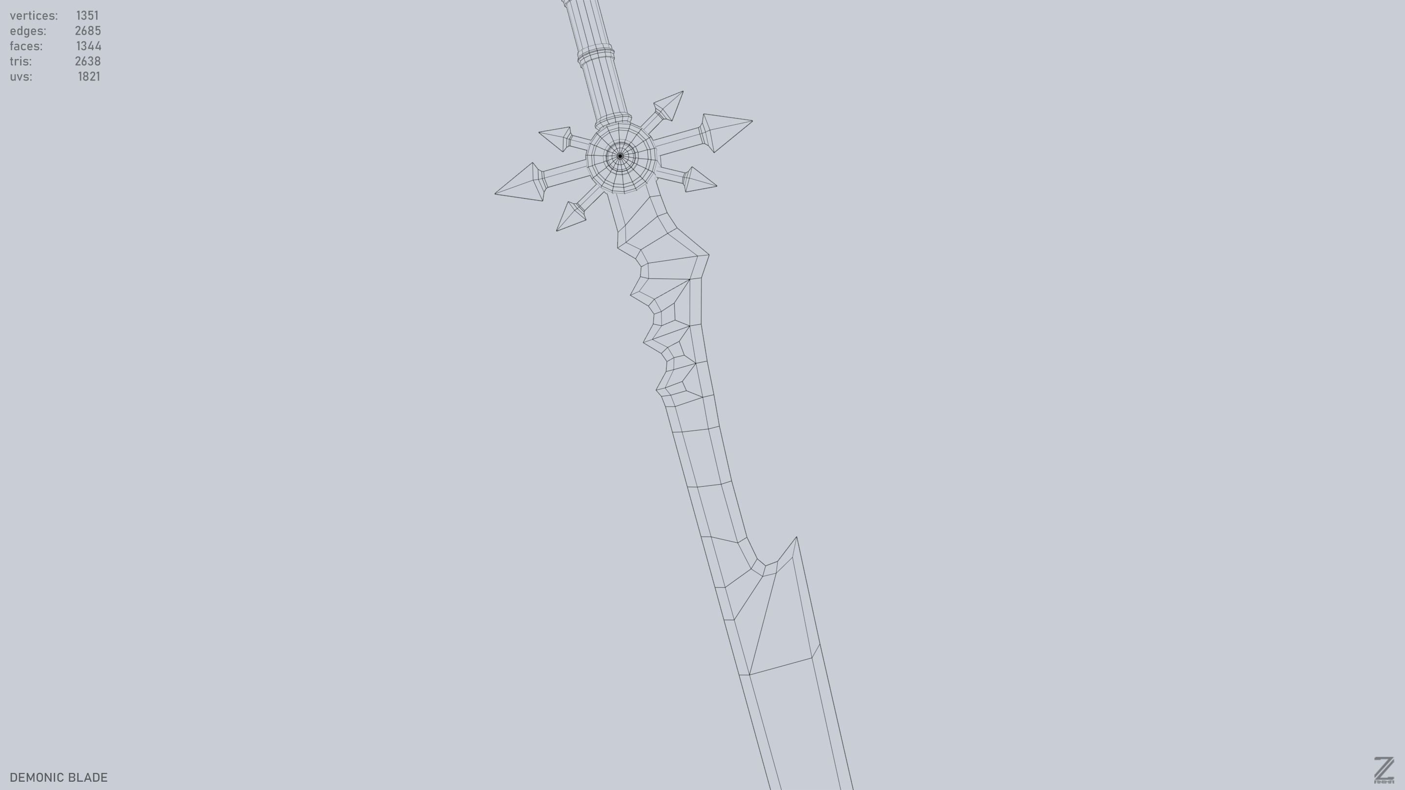 Demonic blade Low-poly 3D model_15