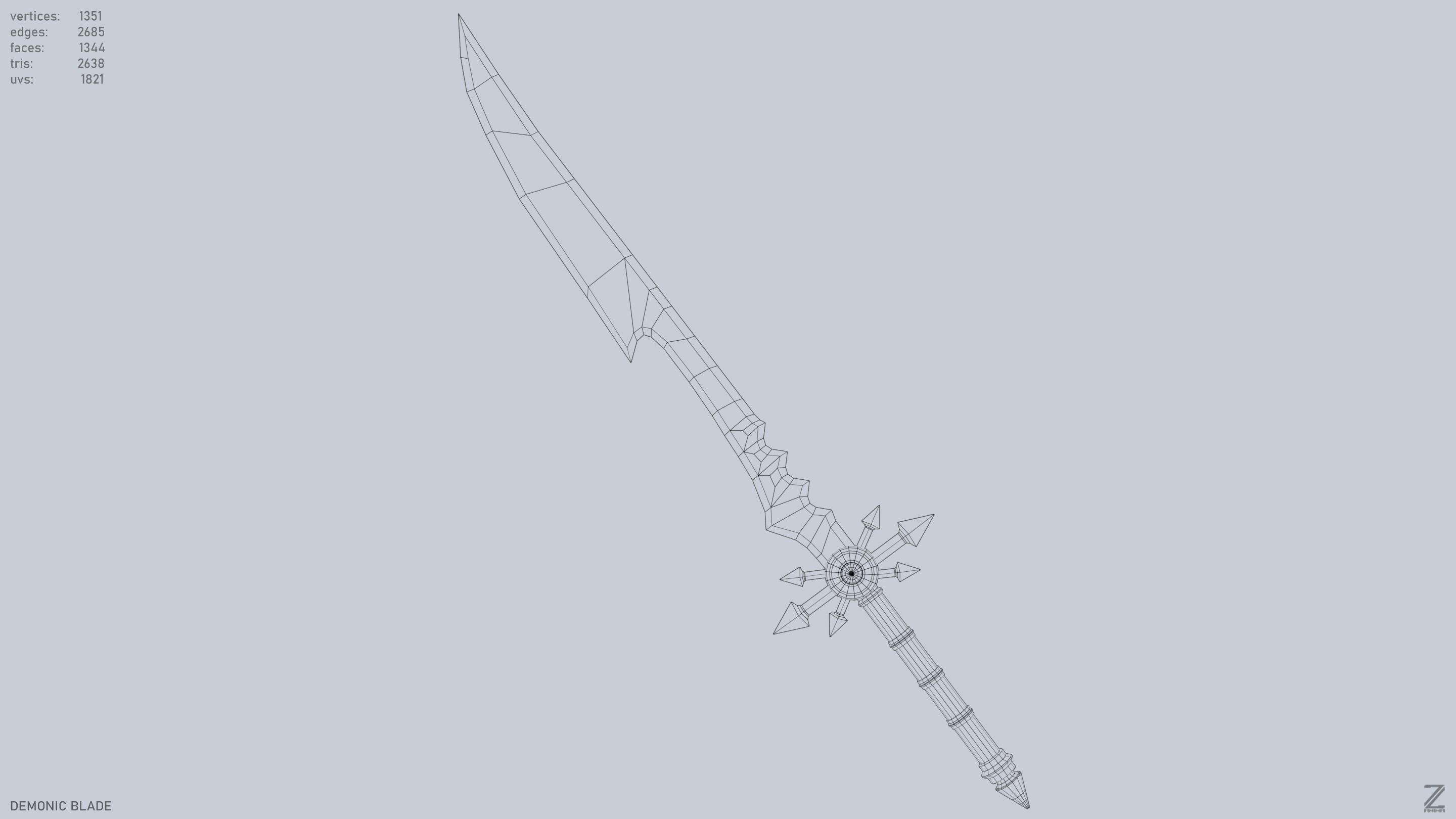 Demonic blade Low-poly 3D model_12