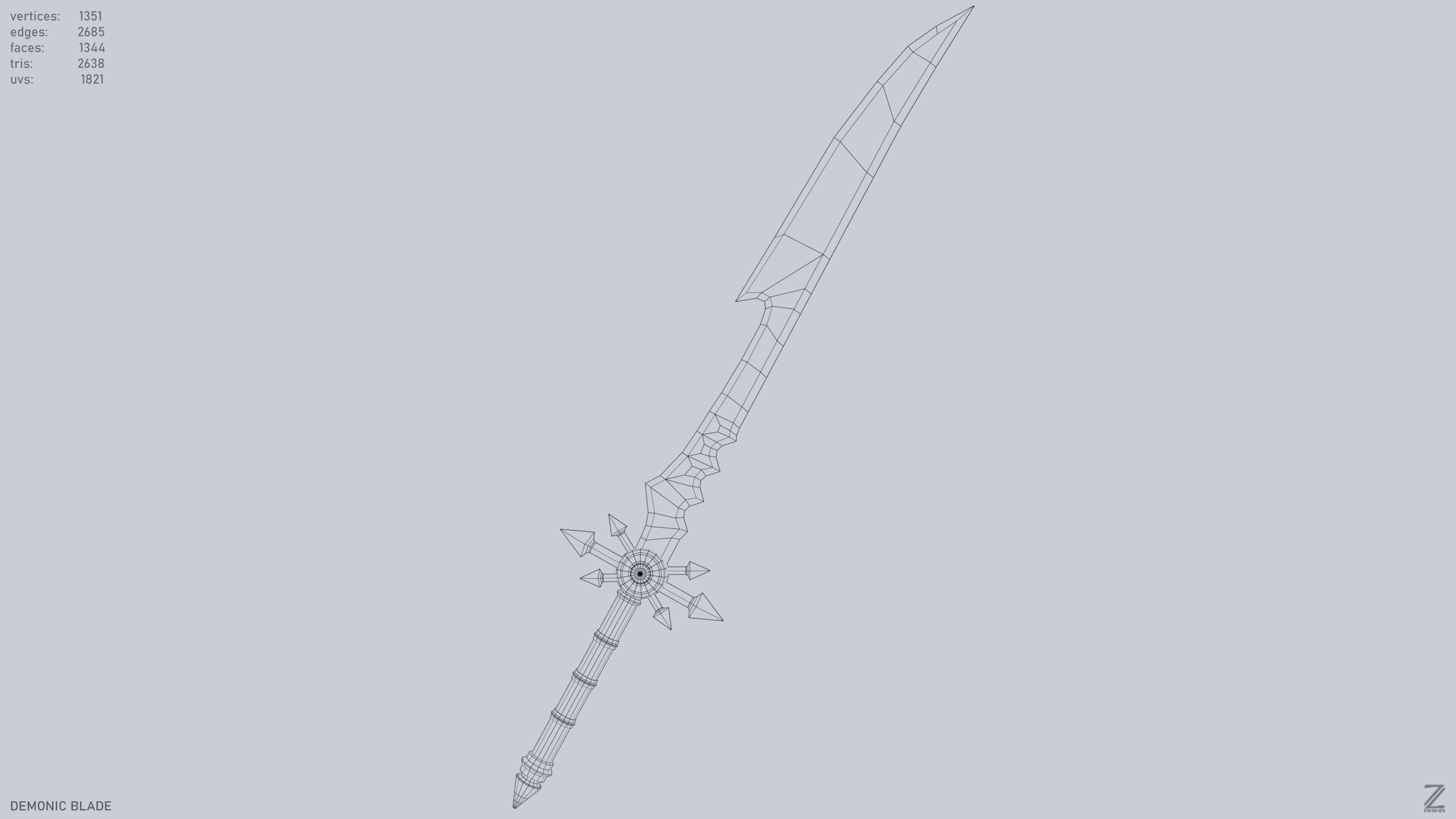 Demonic blade Low-poly 3D model_13