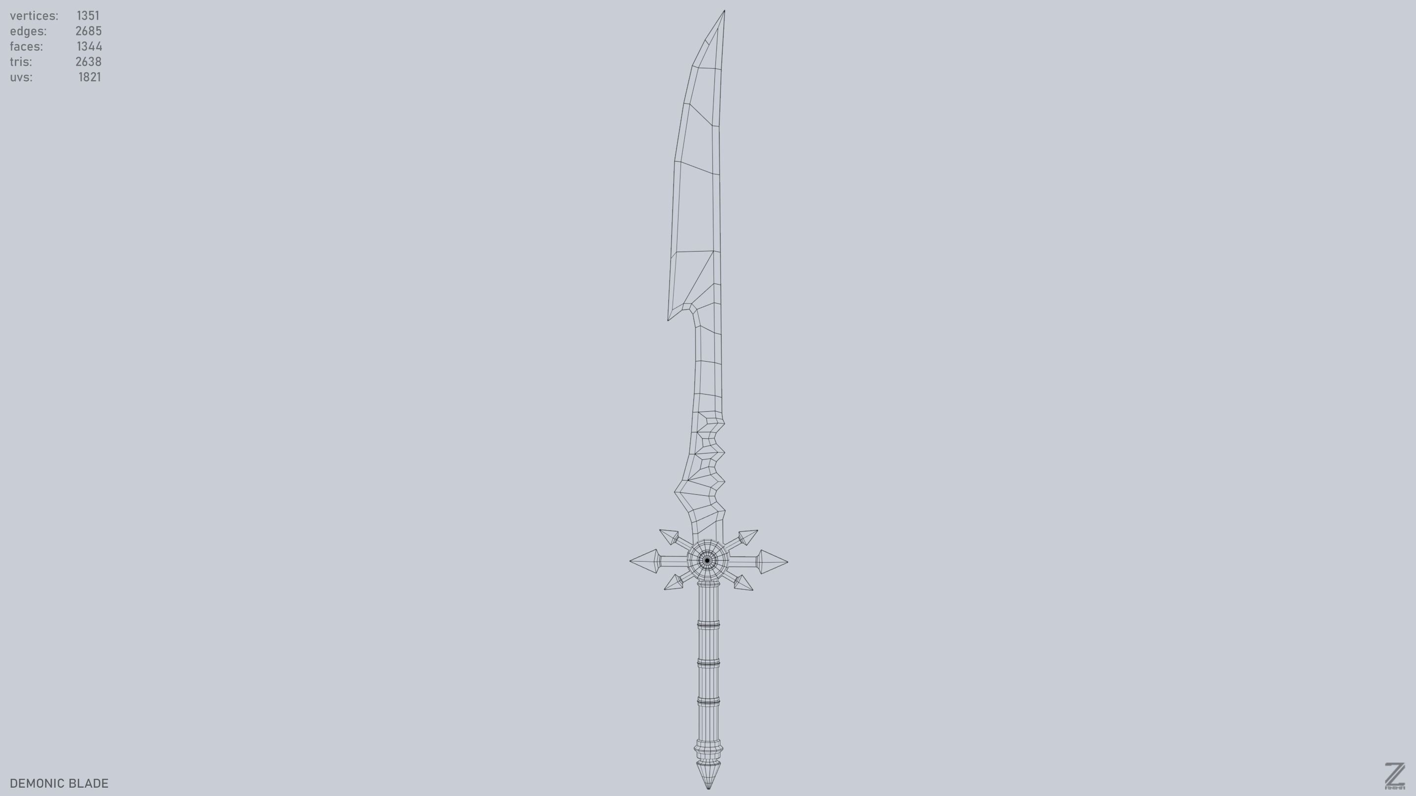 Demonic blade Low-poly 3D model_11