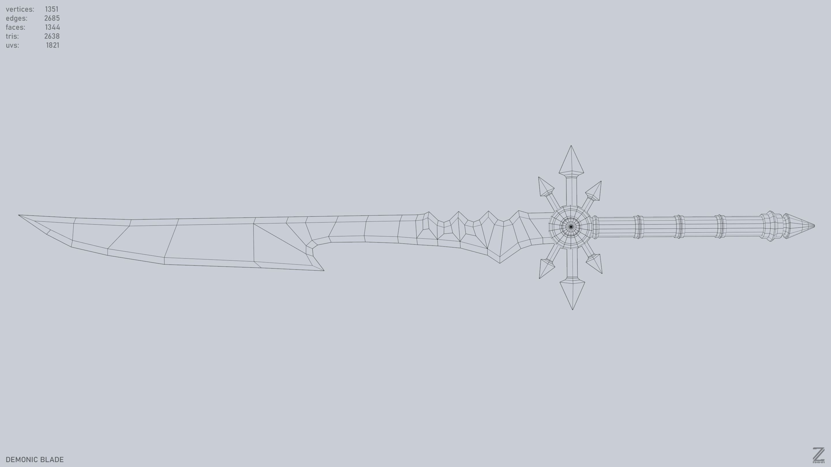 Demonic blade Low-poly 3D model_4