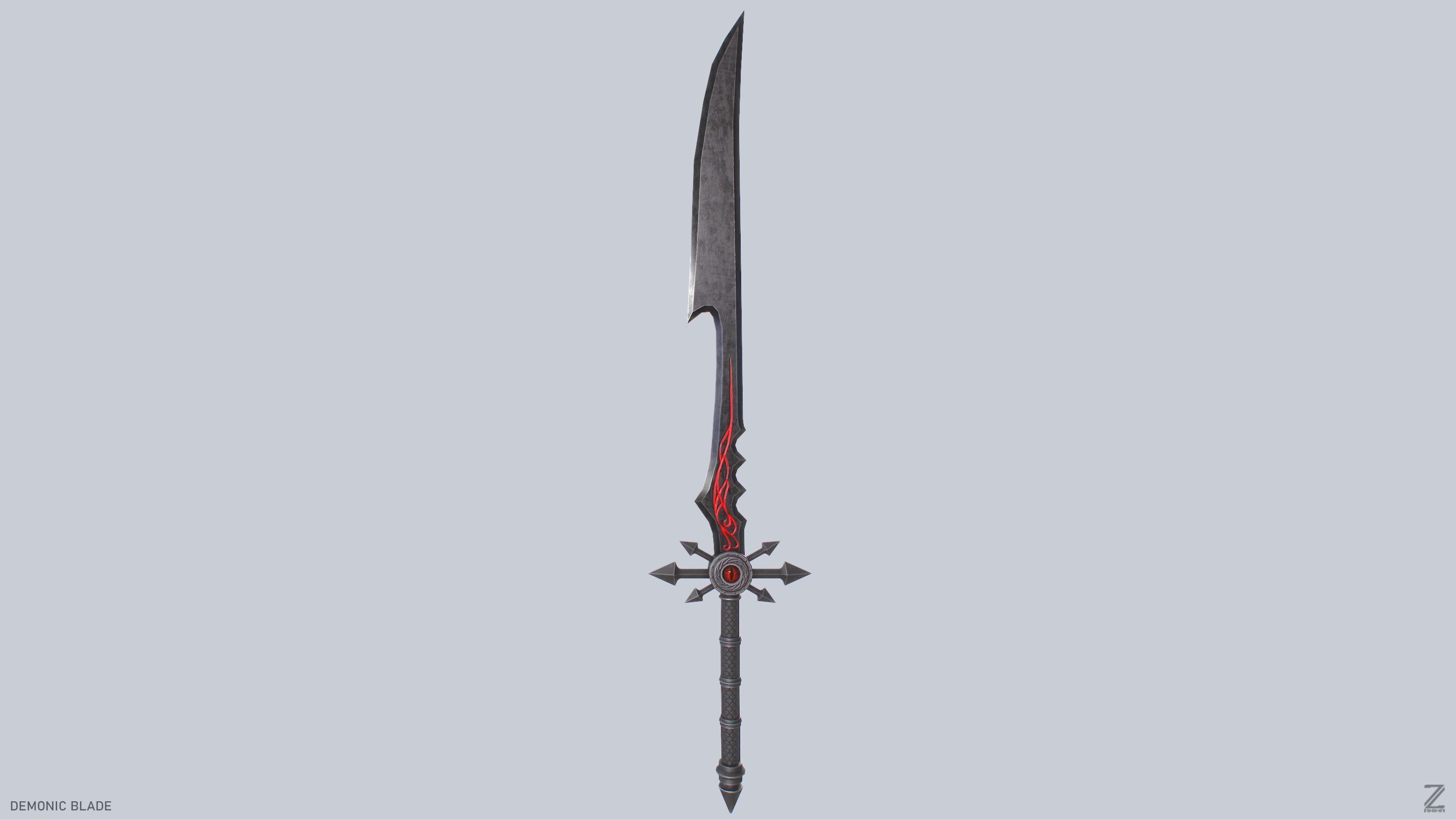 Demonic blade Low-poly 3D model_5