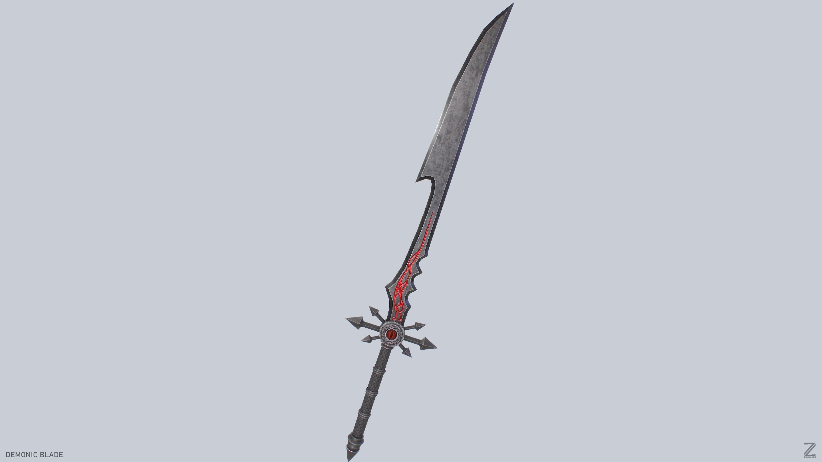 Demonic blade Low-poly 3D model_8