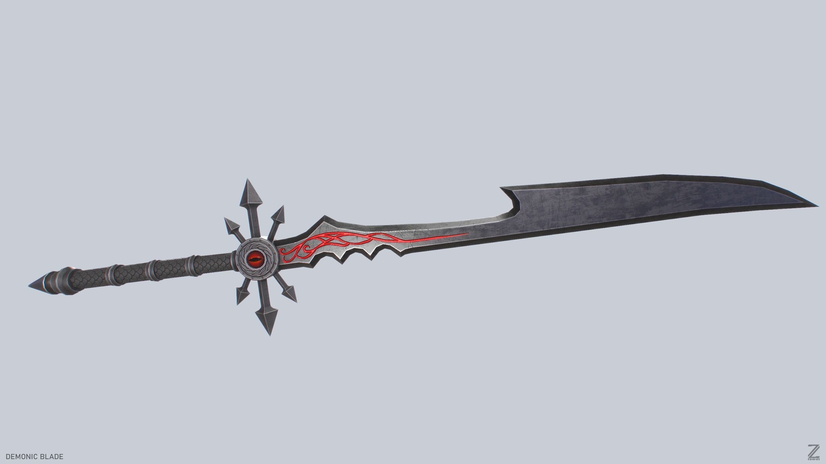 Demonic blade Low-poly 3D model_7