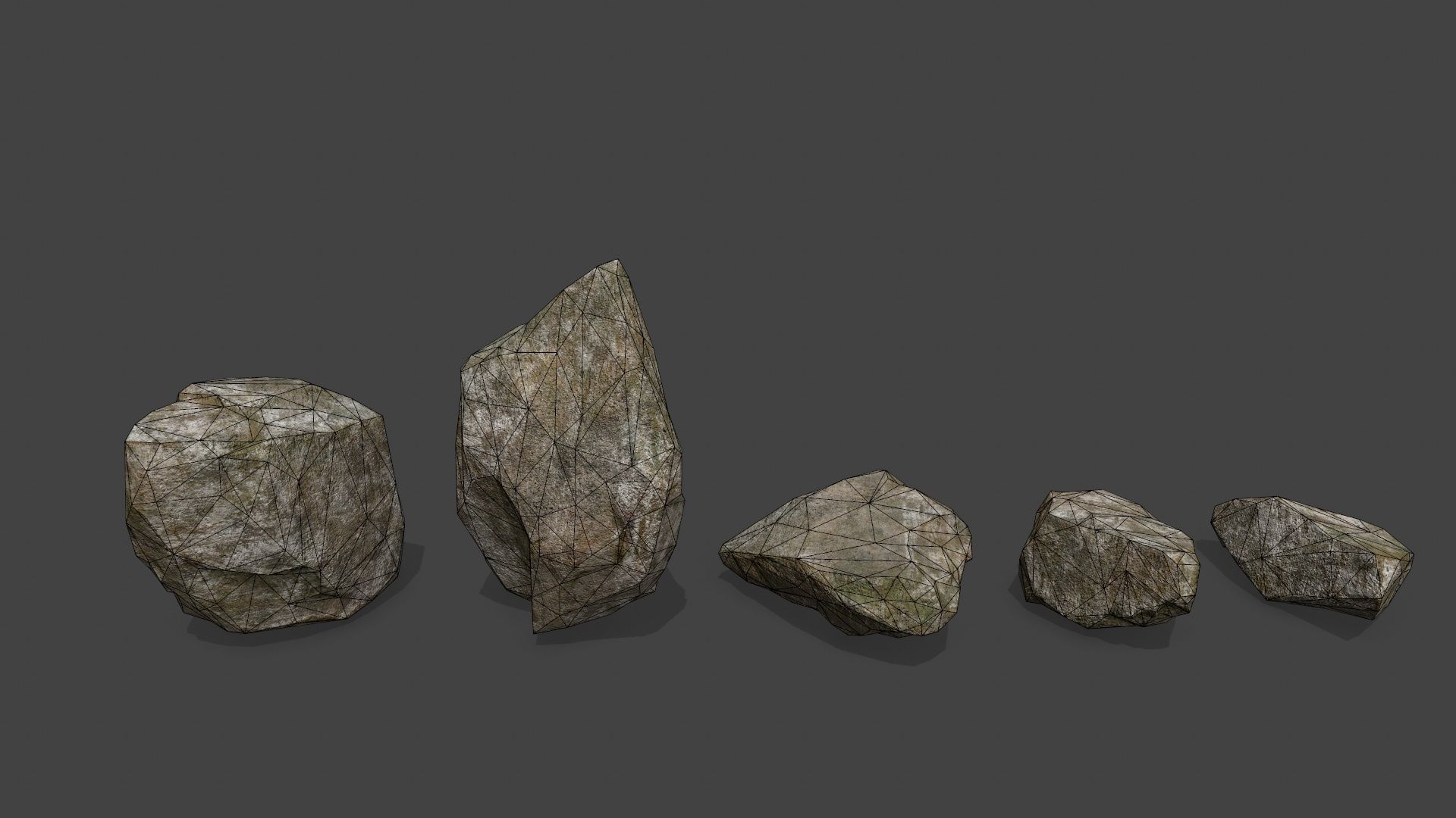 rocks group of Low-poly 3D model_1