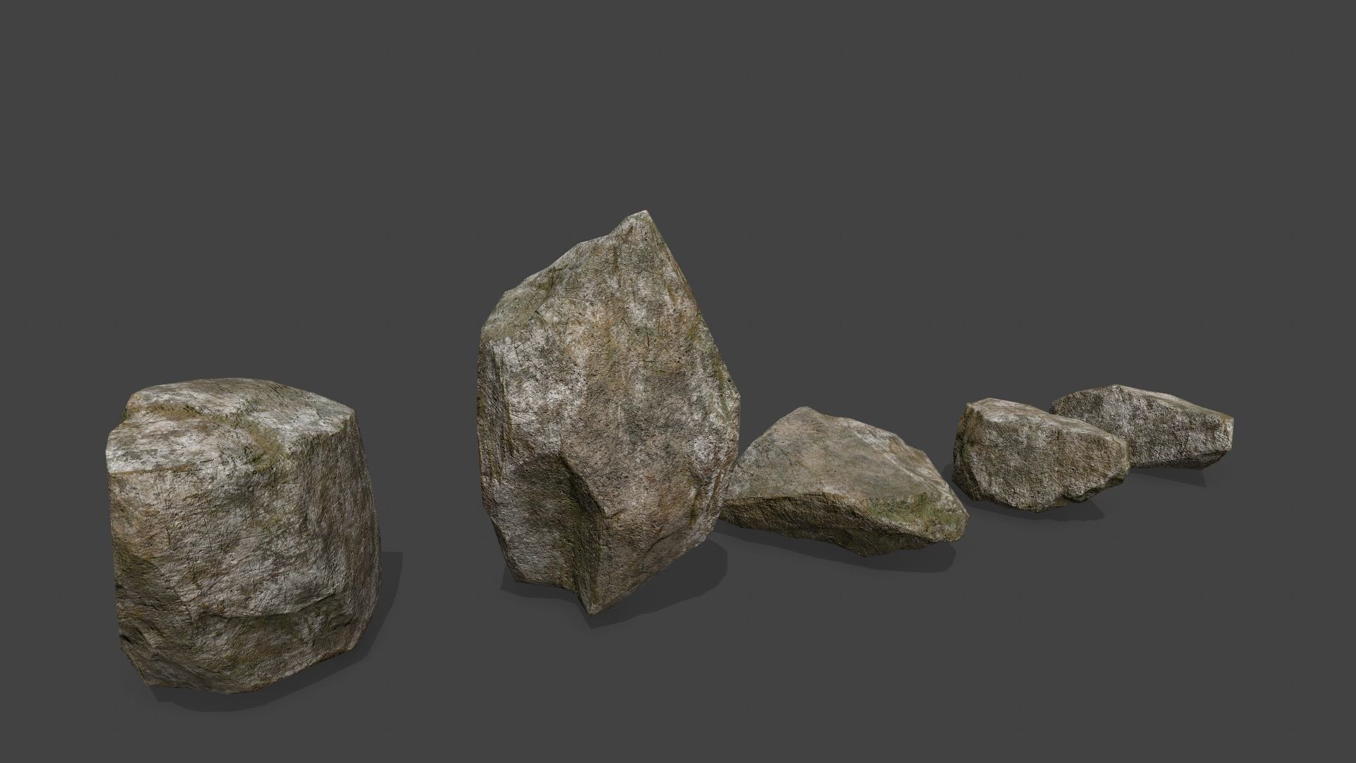 rocks group of Low-poly 3D model_2