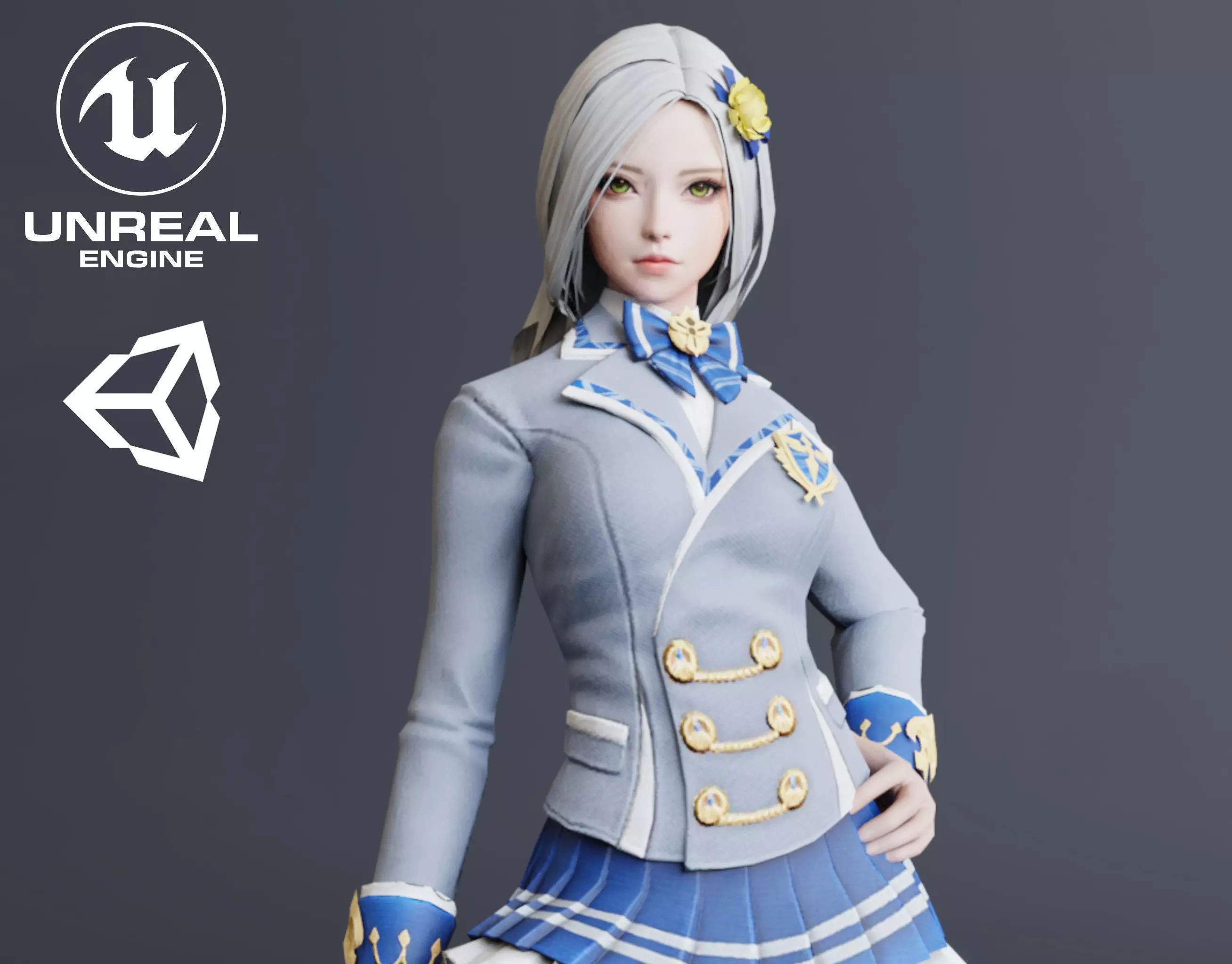 Dominique Girl Low-poly 3D model_0