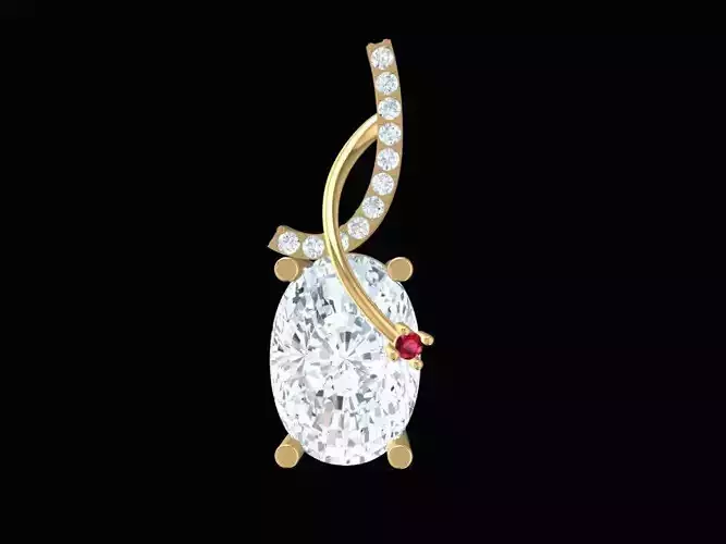 Elegant Teardrop Diamond Pendant 3D Model 2243