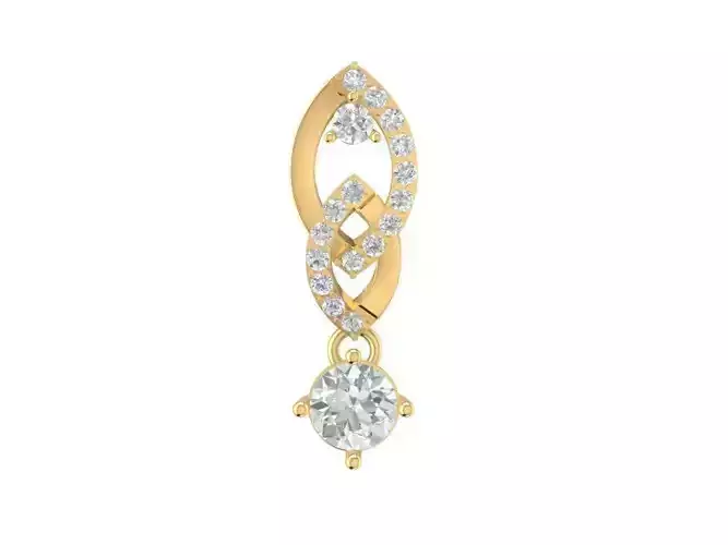Elegant Teardrop Gemstone Pendant with Diamonds 3D Model 2243