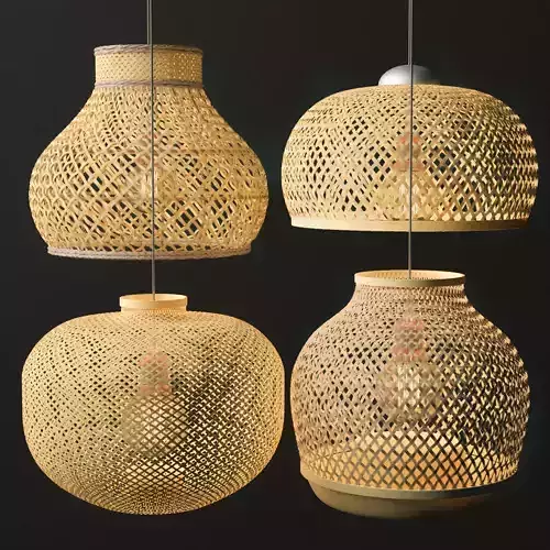 Rattan Lighting Set 10 3D model