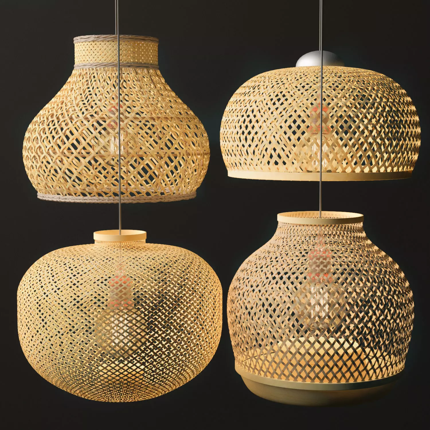  Rattan Lighting Set 10 3D model_0