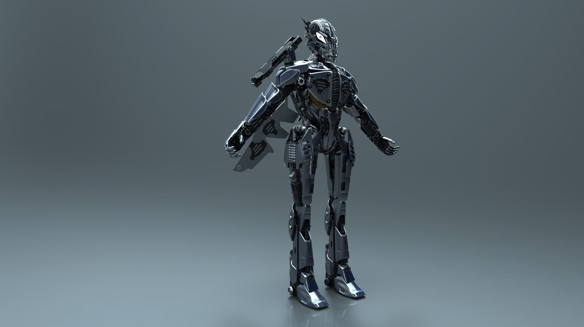 High poly Robot humanoid 3D model_6