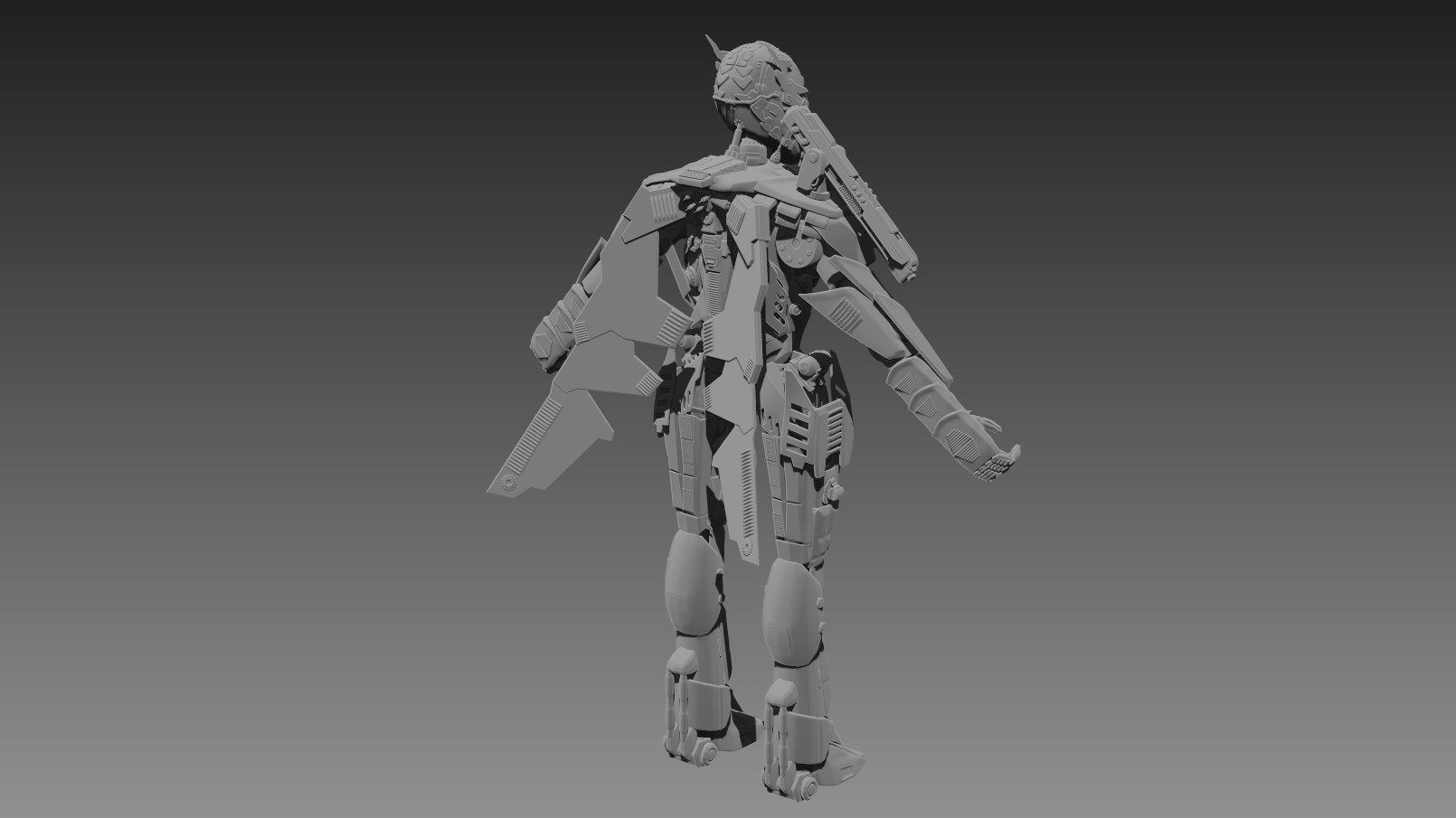 High poly Robot humanoid 3D model_9