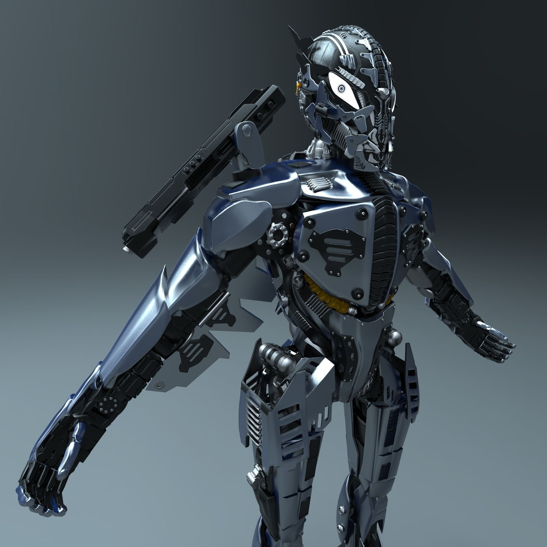 High poly Robot humanoid 3D model_1
