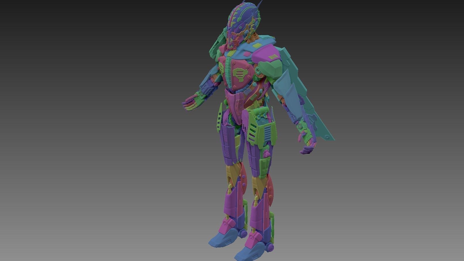 High poly Robot humanoid 3D model_12