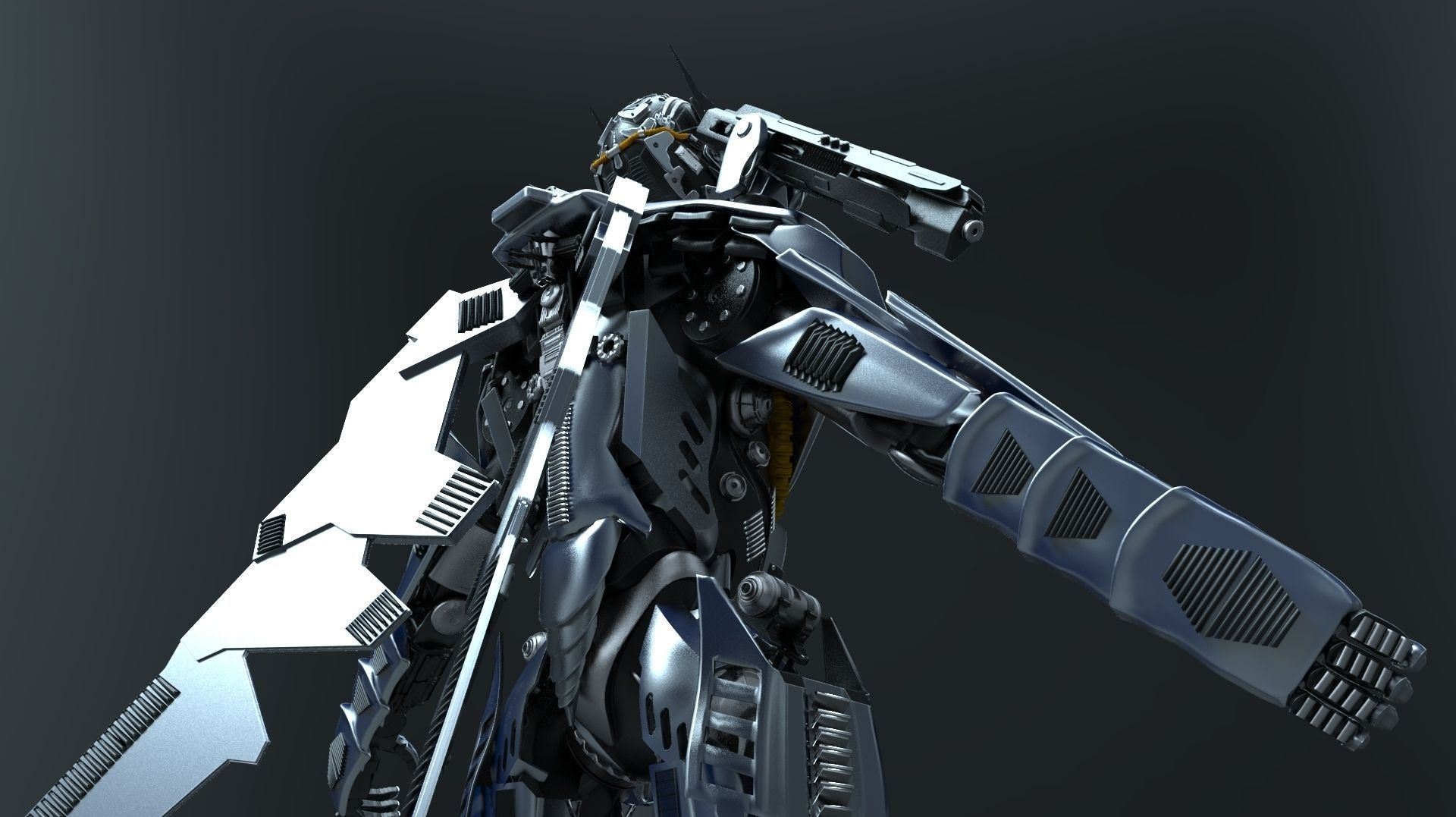 High poly Robot humanoid 3D model_3
