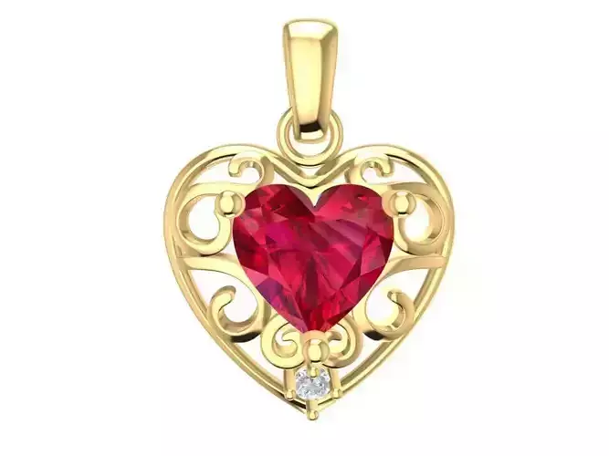 Romantic Heart Gemstone Pendant for Women 2231