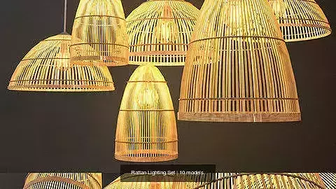 Rattan Lighting Set 3D Model Collection
