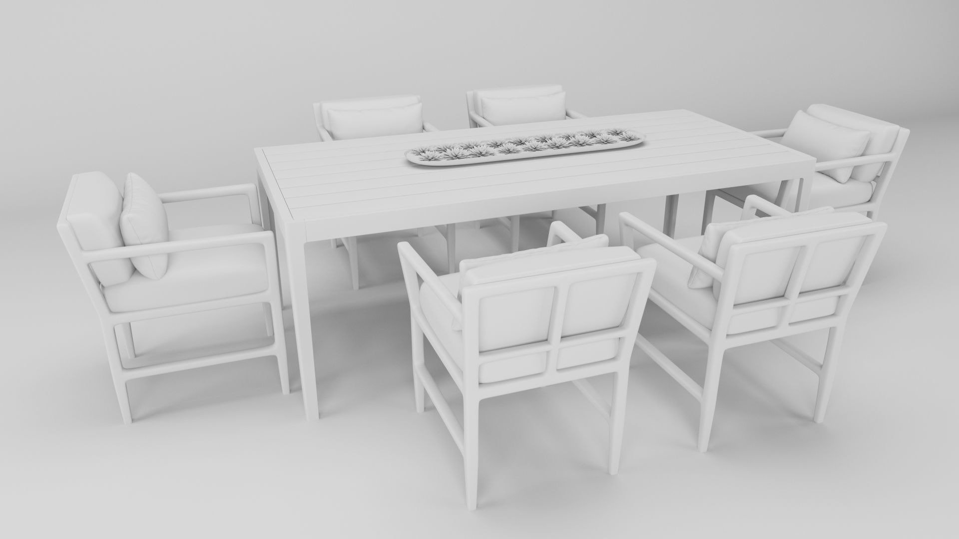 Teak Dining Table and Chair Collection 3D model_5