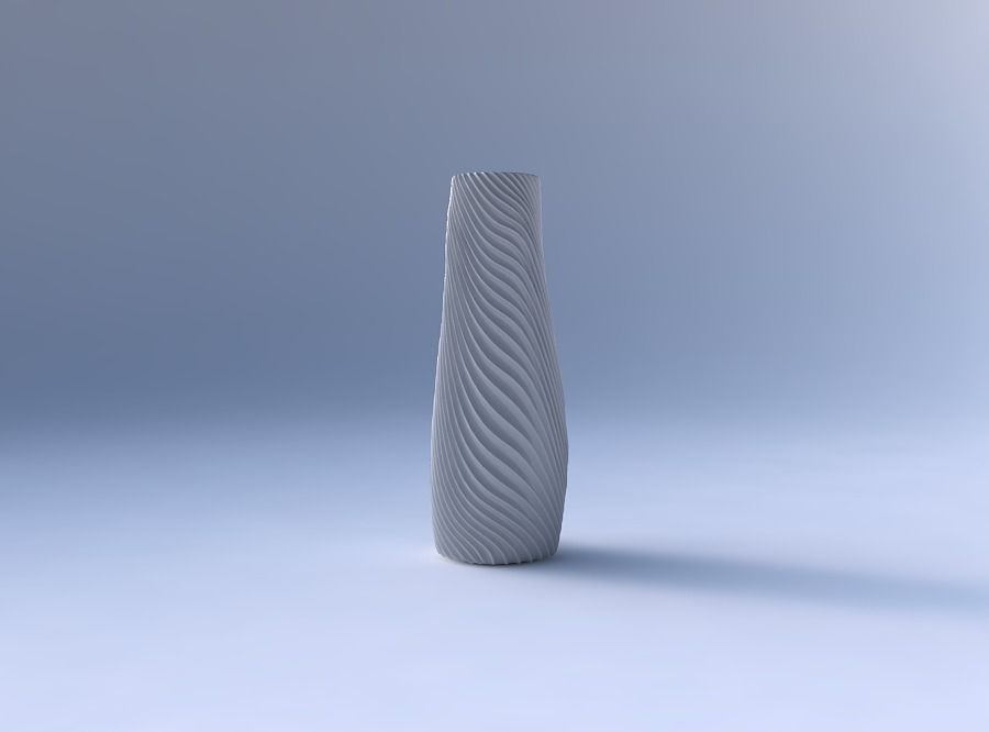 Vase with wavy extruded lines 2 3D print model_4