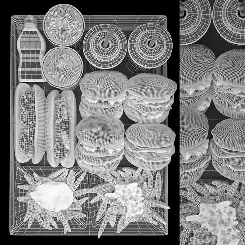 Fastfood Hamburger Set 3D model 4