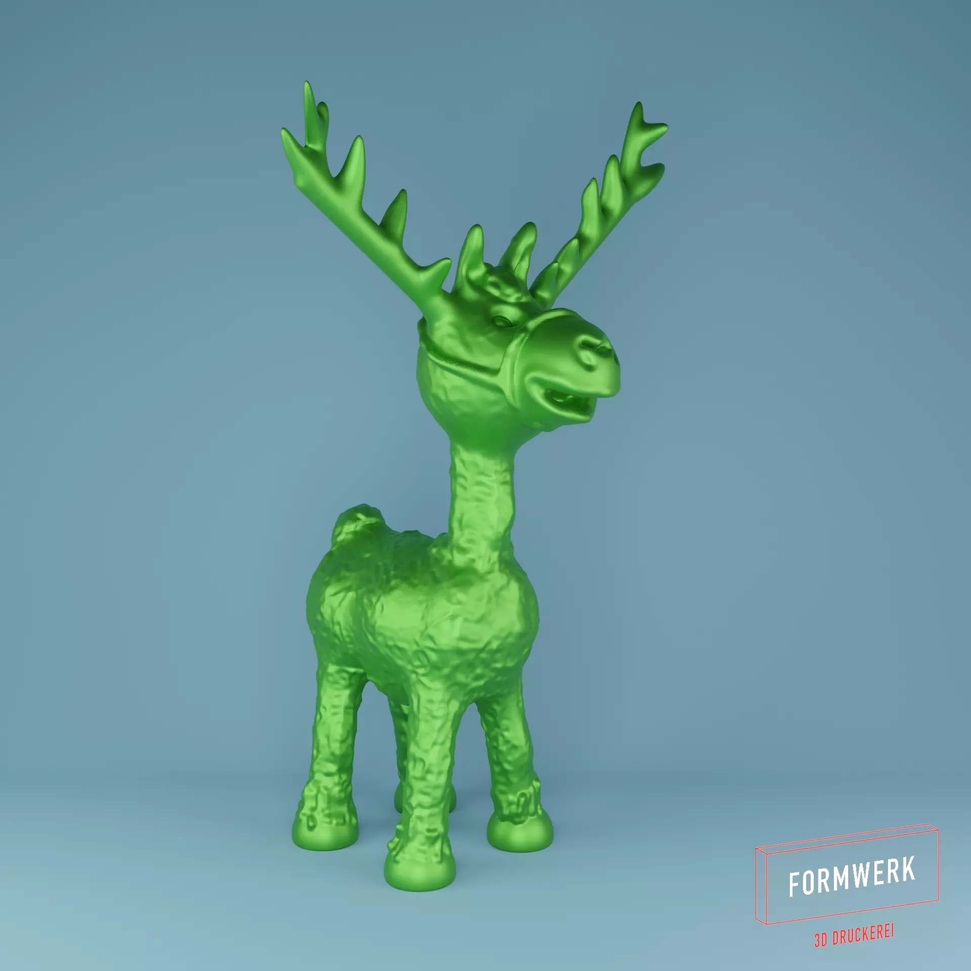 Moose reindeer with antlers 3D print model_0