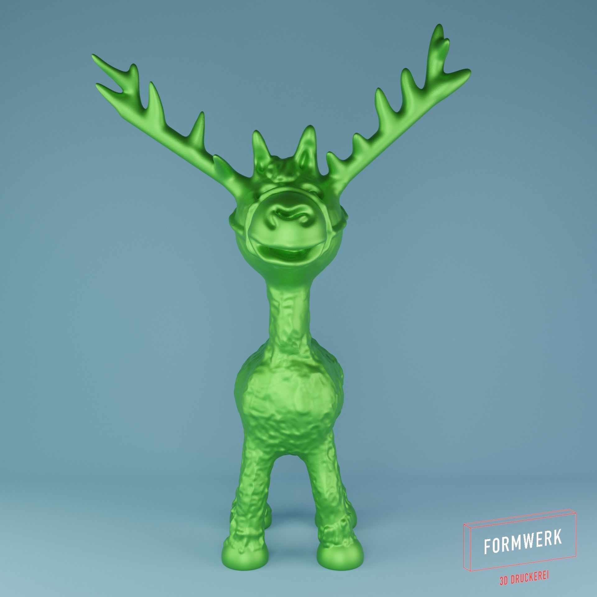 Moose reindeer with antlers 3D print model_2