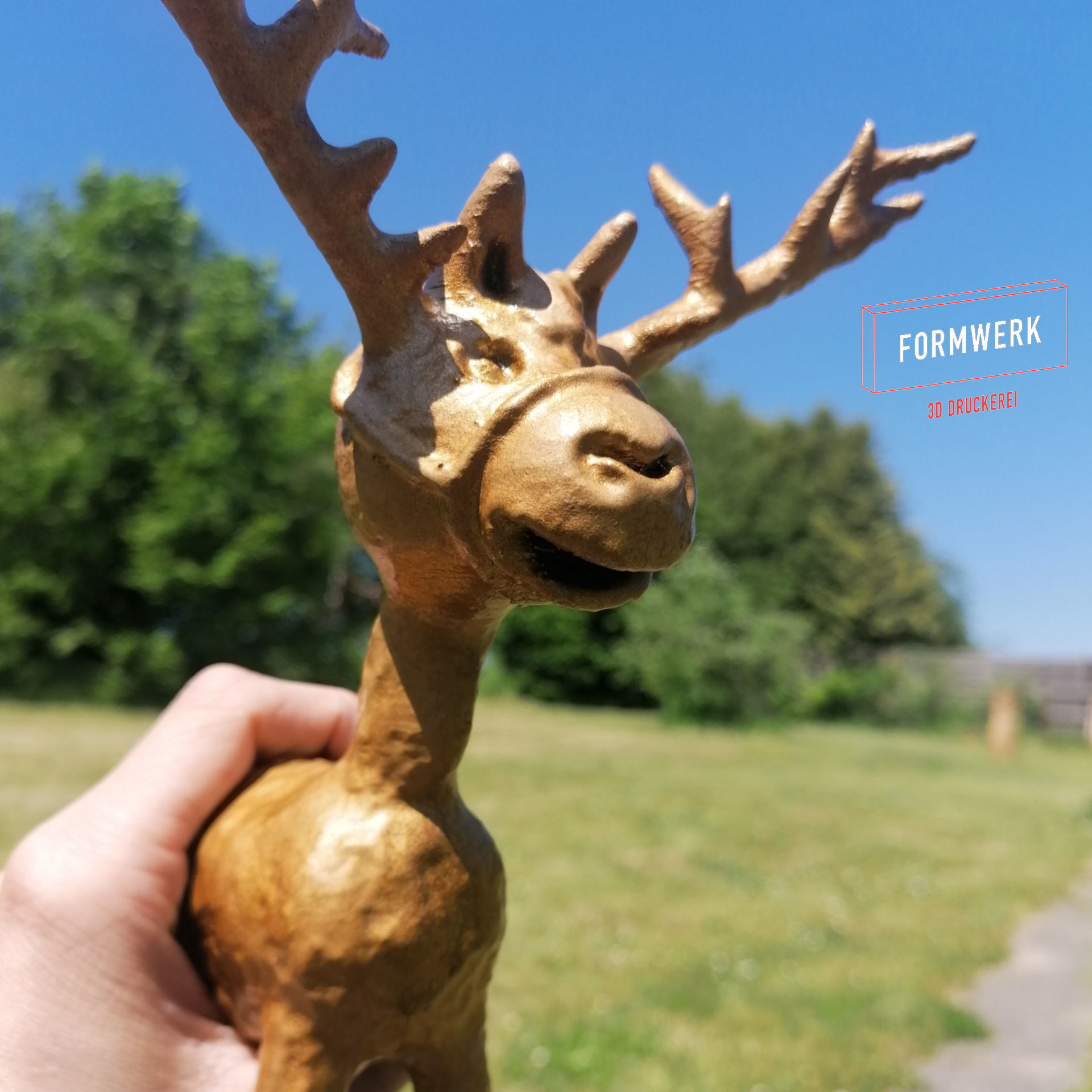 Moose reindeer with antlers 3D print model_9