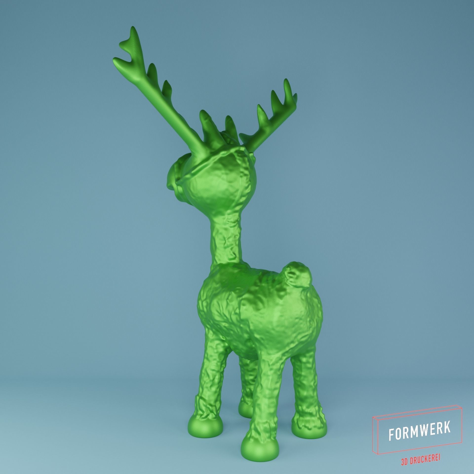Moose reindeer with antlers 3D print model_5