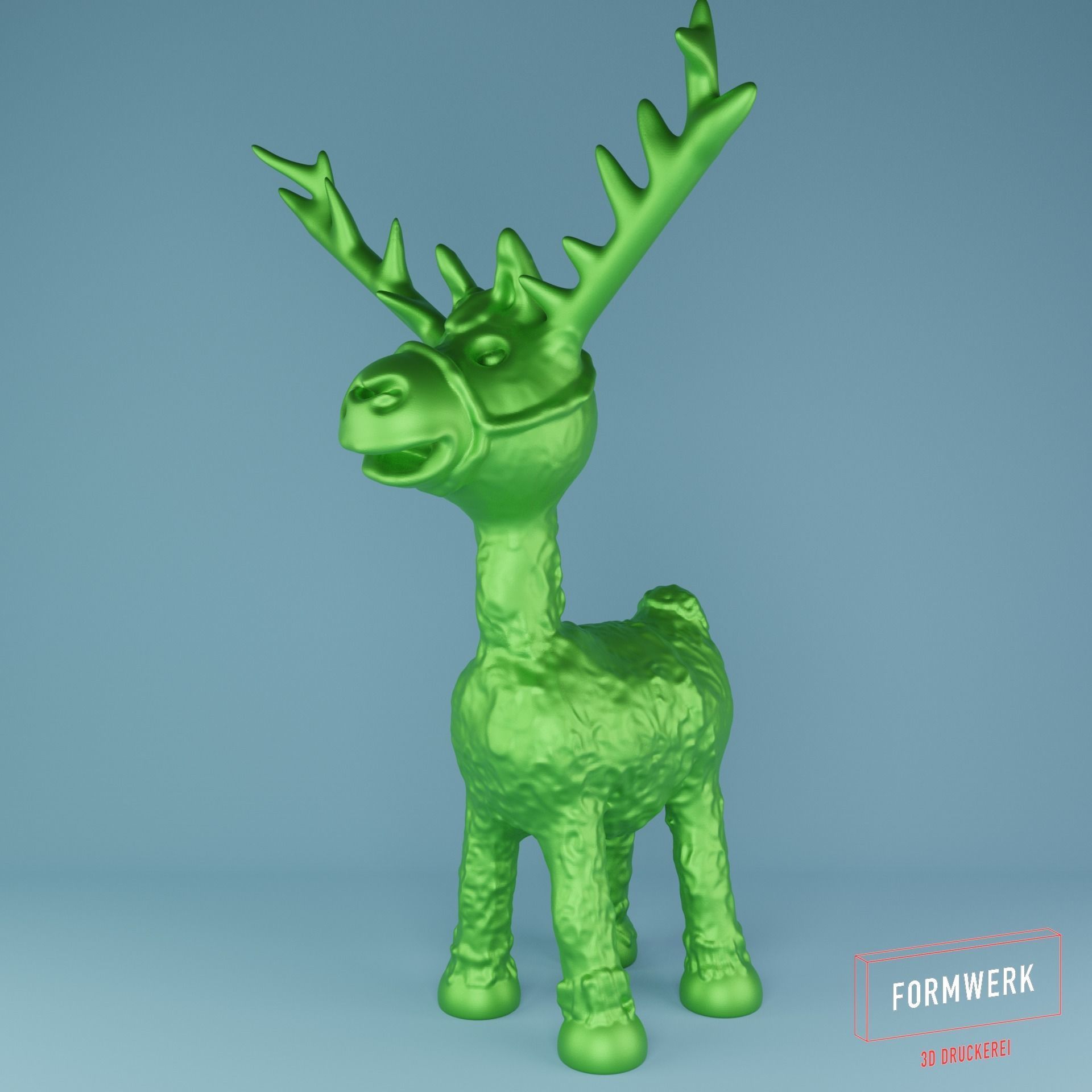 Moose reindeer with antlers 3D print model_3