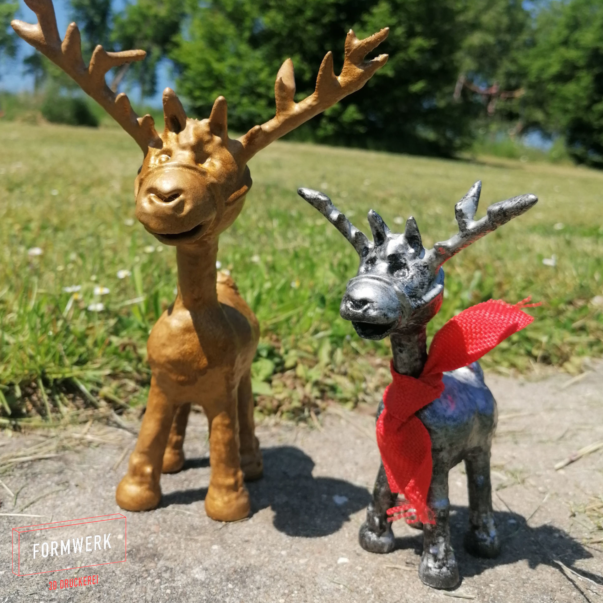 Moose reindeer with antlers 3D print model_1