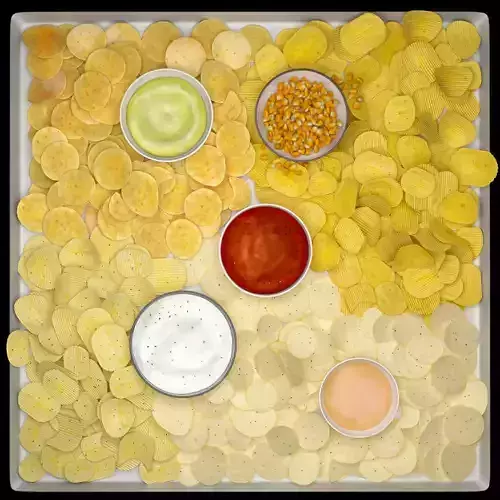 Fastfood Potato Chips Set 3D model