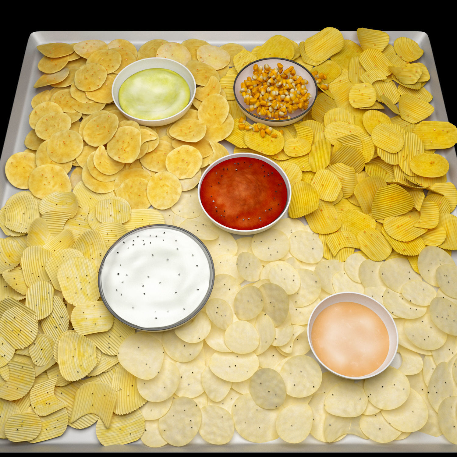 Fastfood Potato Chips Set 3D model_1
