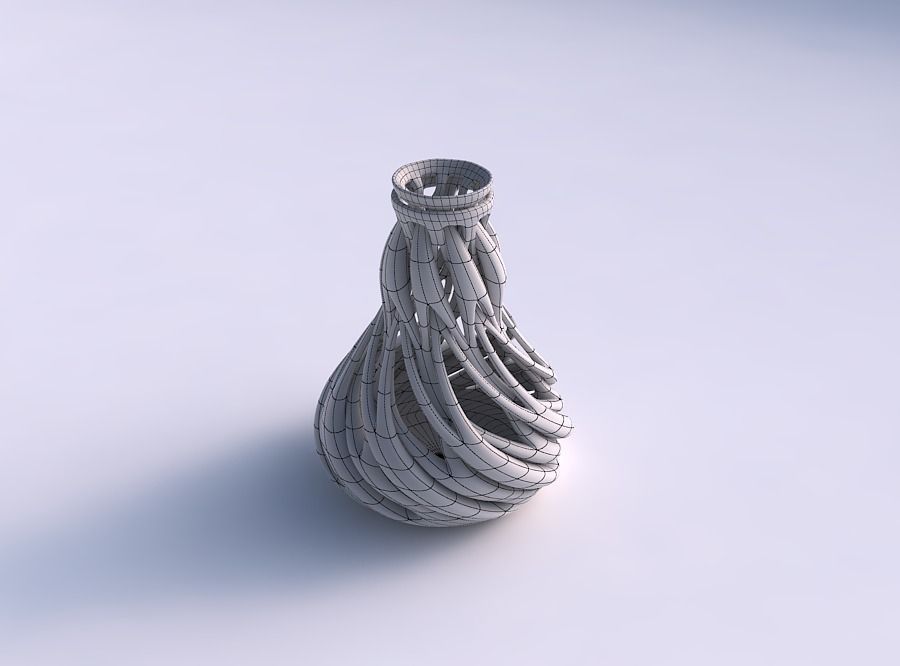 Vase with thick intertwining lines twisted and tapered 2 3D print model_5