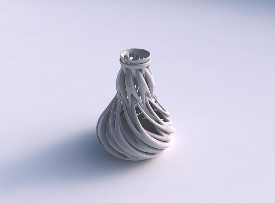 Vase with thick intertwining lines twisted and tapered 2 3D print model_0