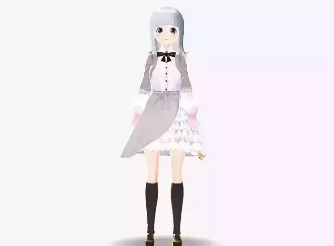 SciFi 3d anime kawaii girl character c17 Low-poly 3D model