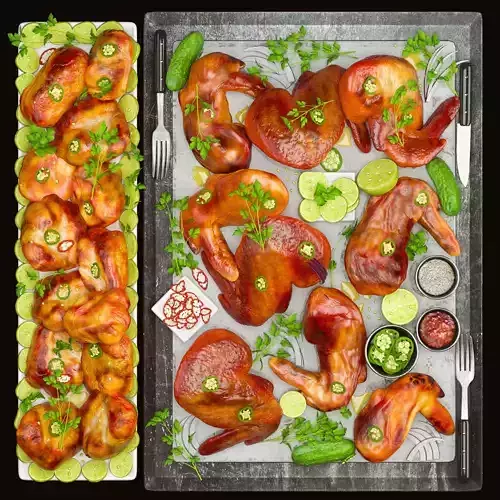 Smoked Chicken Wing Set 3D model