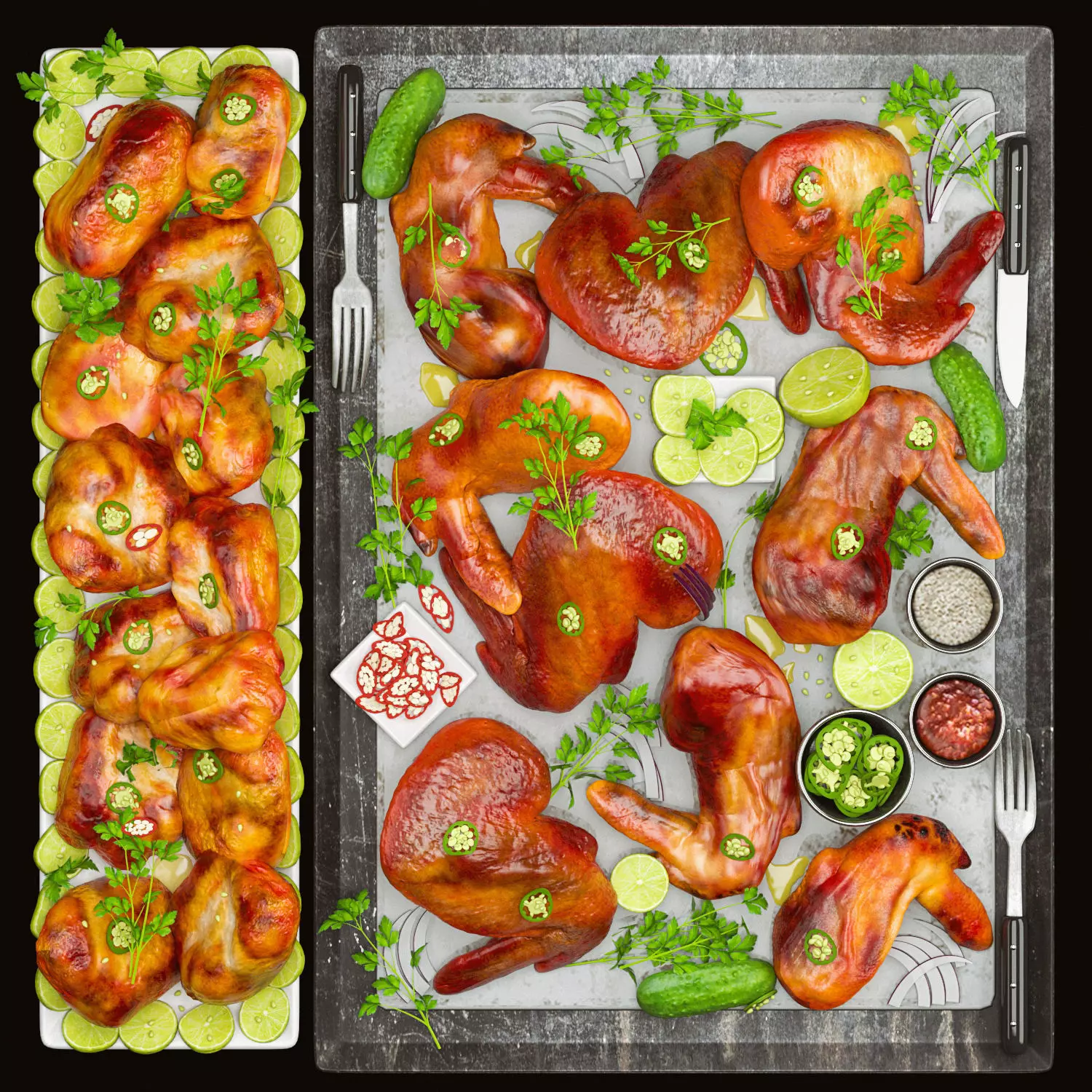 Smoked Chicken Wing Set 3D model