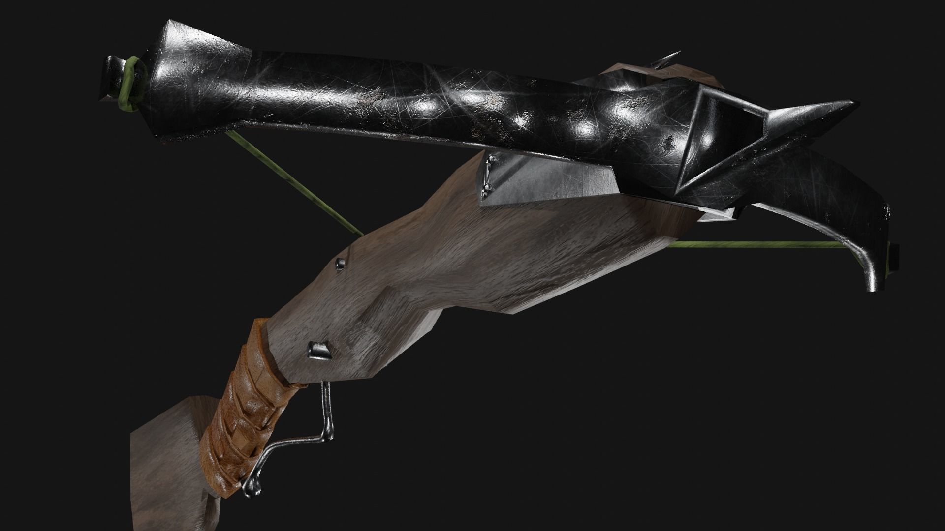 Crossbow Low-Poly bow and arrow Low-poly 3D model_7