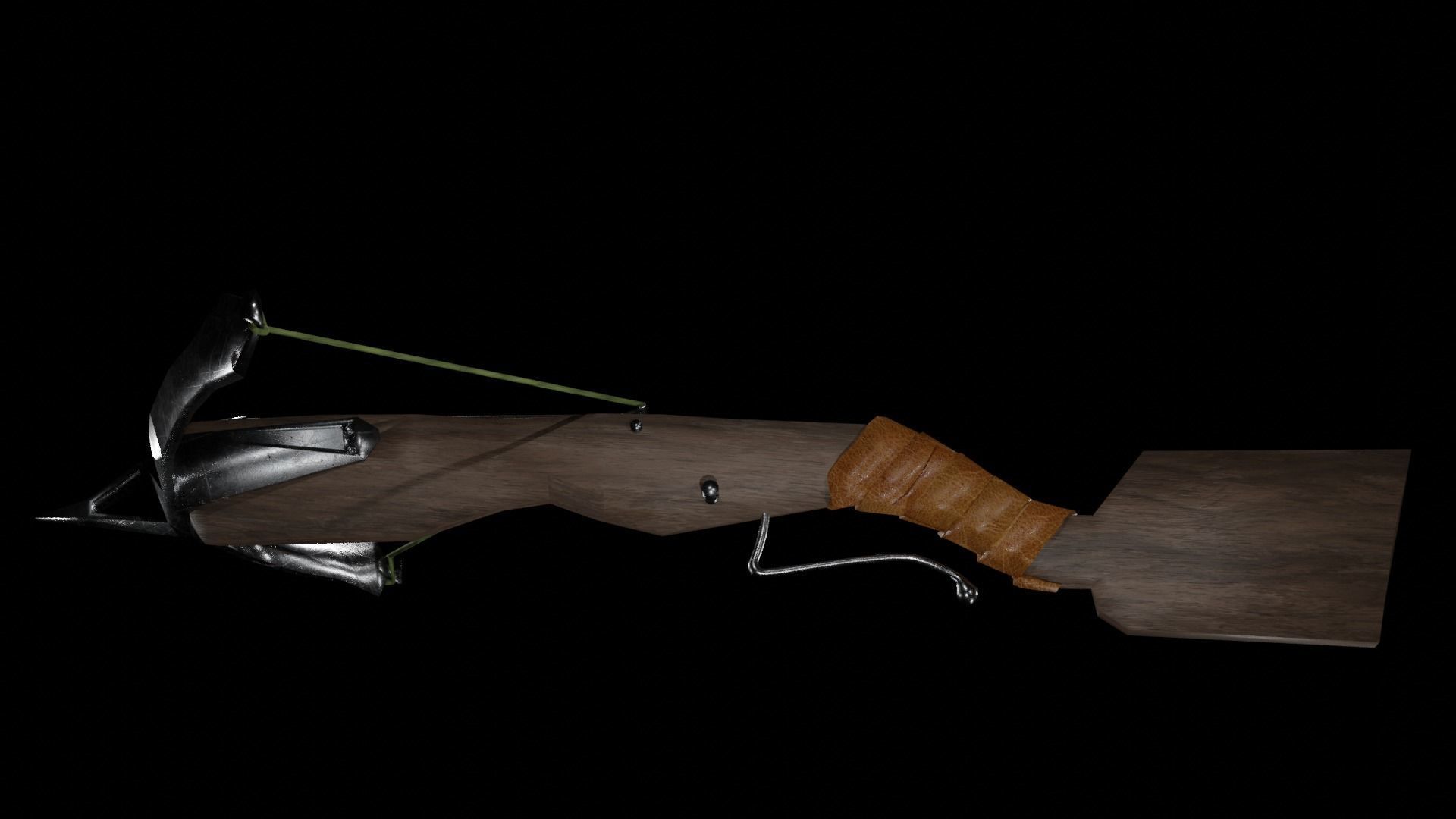 Crossbow Low-Poly bow and arrow Low-poly 3D model_6