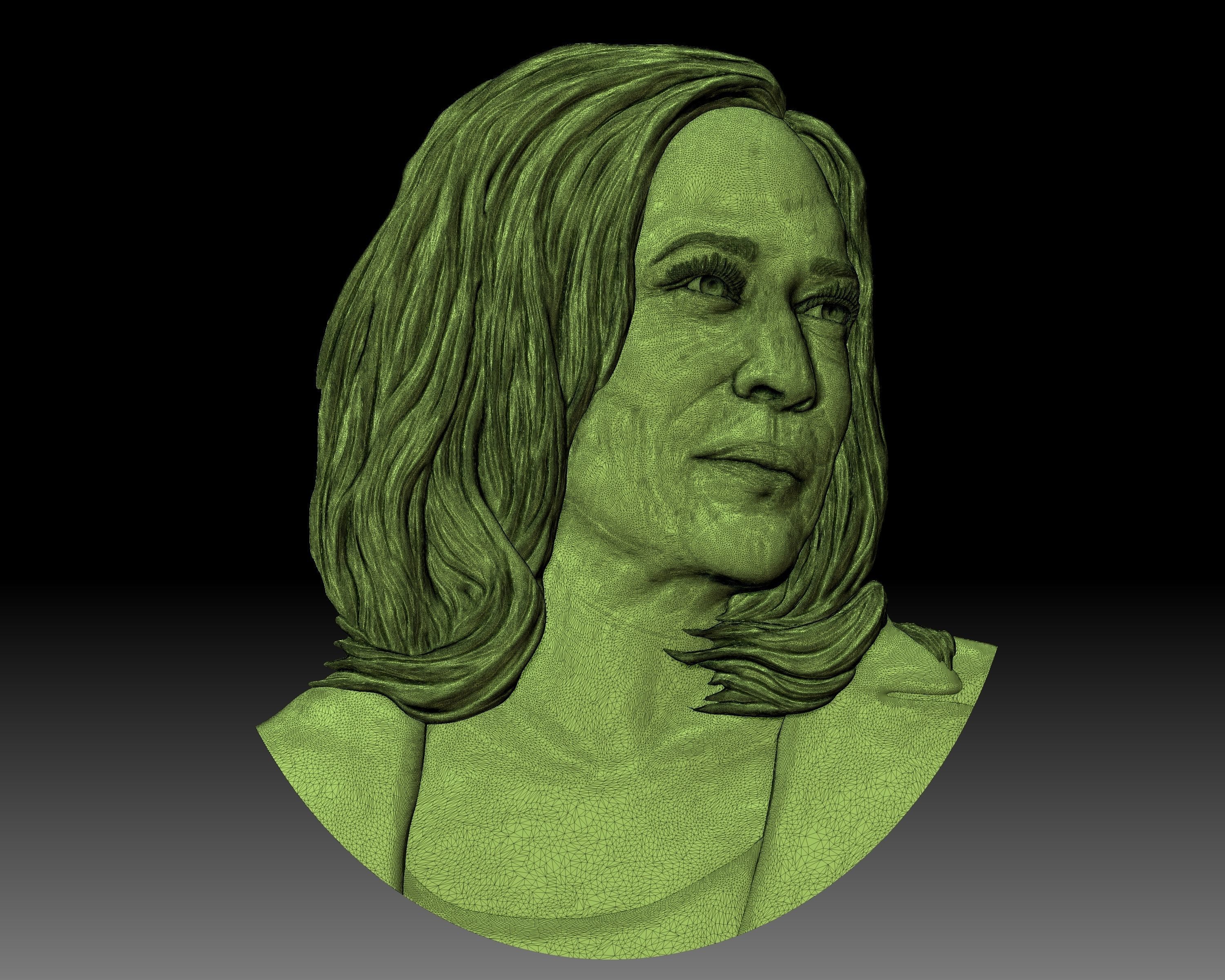 Kamala Harris 3D portrait bas-relief for CNC router or printer 3D print model_7
