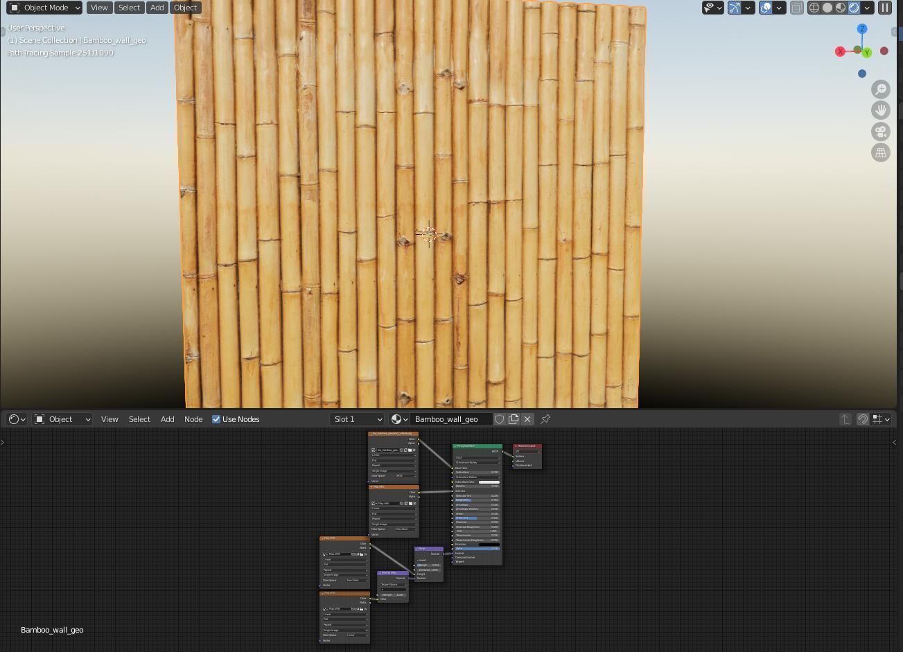 Ultra realistic  bamboo wall geometry  3D model_4