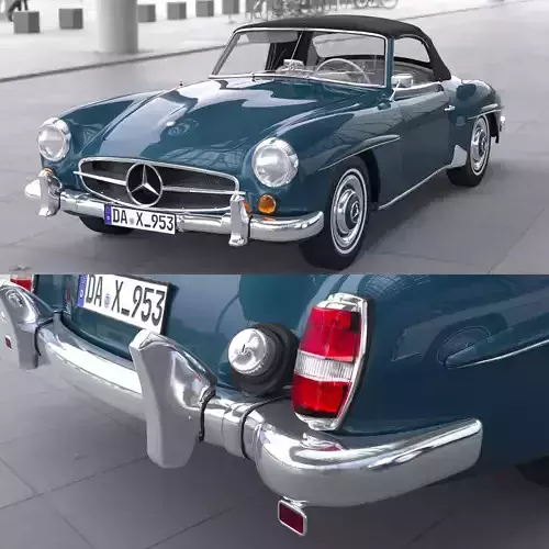 Mercedes Benz 190 SL plus Low-poly 3D model