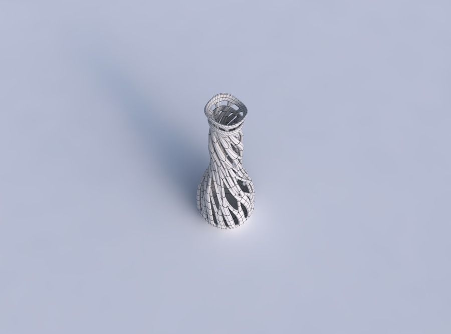 Vase with slim intertwining lines twisted and tapered wavy 3D print model_6