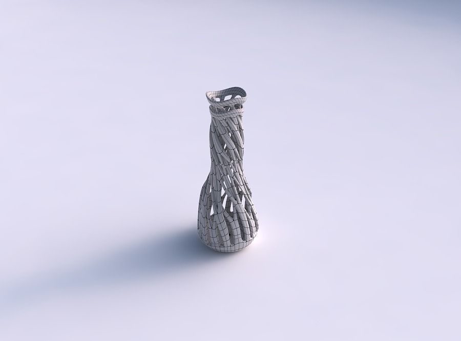 Vase with slim intertwining lines twisted and tapered wavy 3D print model_5