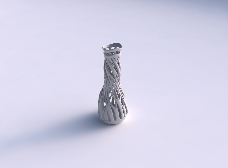 Vase with slim intertwining lines twisted and tapered wavy 3D print model_0